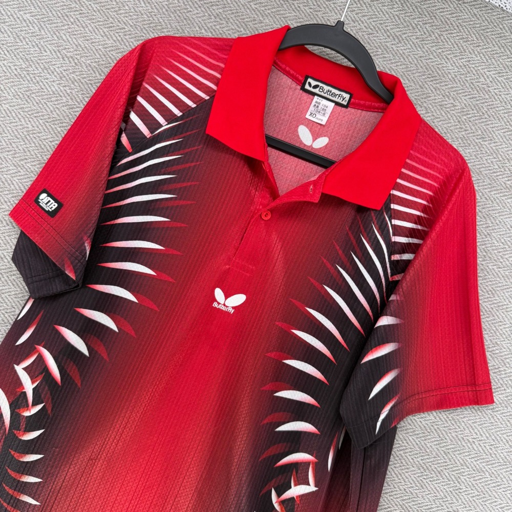 Butterfly Polo Shirt Size XO Red Polyester Table Tennis JTTA Athletic Jersey